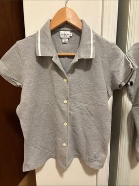 Calvin Klein Light Gray Short-Sleeve Polo Button Shirt (runs small)